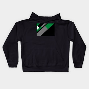 Green,, White, Black, and Grey Rectangle and Triangle pattern Kids Hoodie